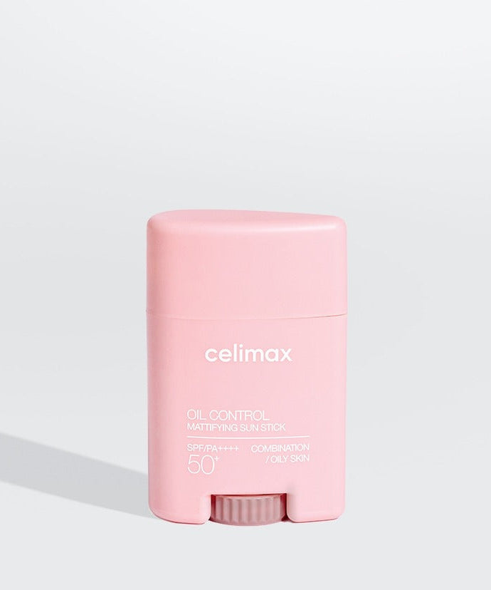 CELIMAX Oil Control Sun Stickk 19g in a pink container with SPF 50 for oily skin
