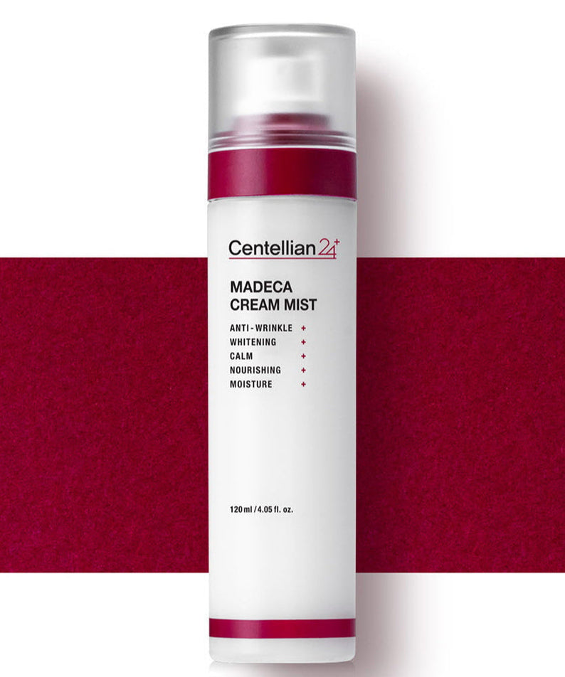 CENTELLIAN 24 Madeca Cream Mist 120ml product image with anti-wrinkle, whitening, calming, nourishing, and moisturizing features.