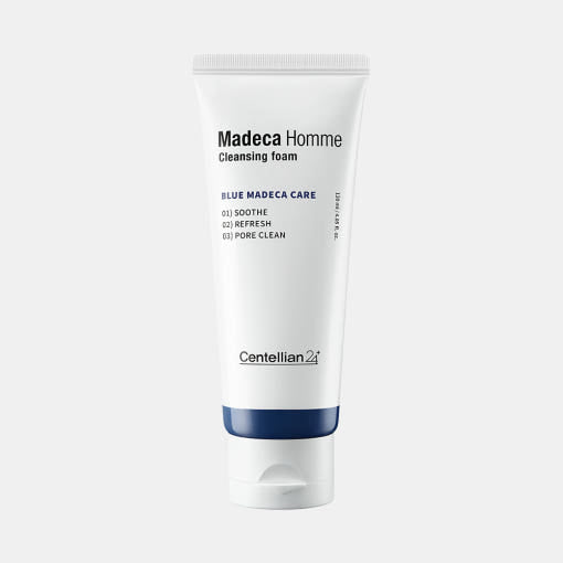 Product image of CENTELLIAN 24 Madeca Homme Cleansing Foam 120ml tube in white packaging.