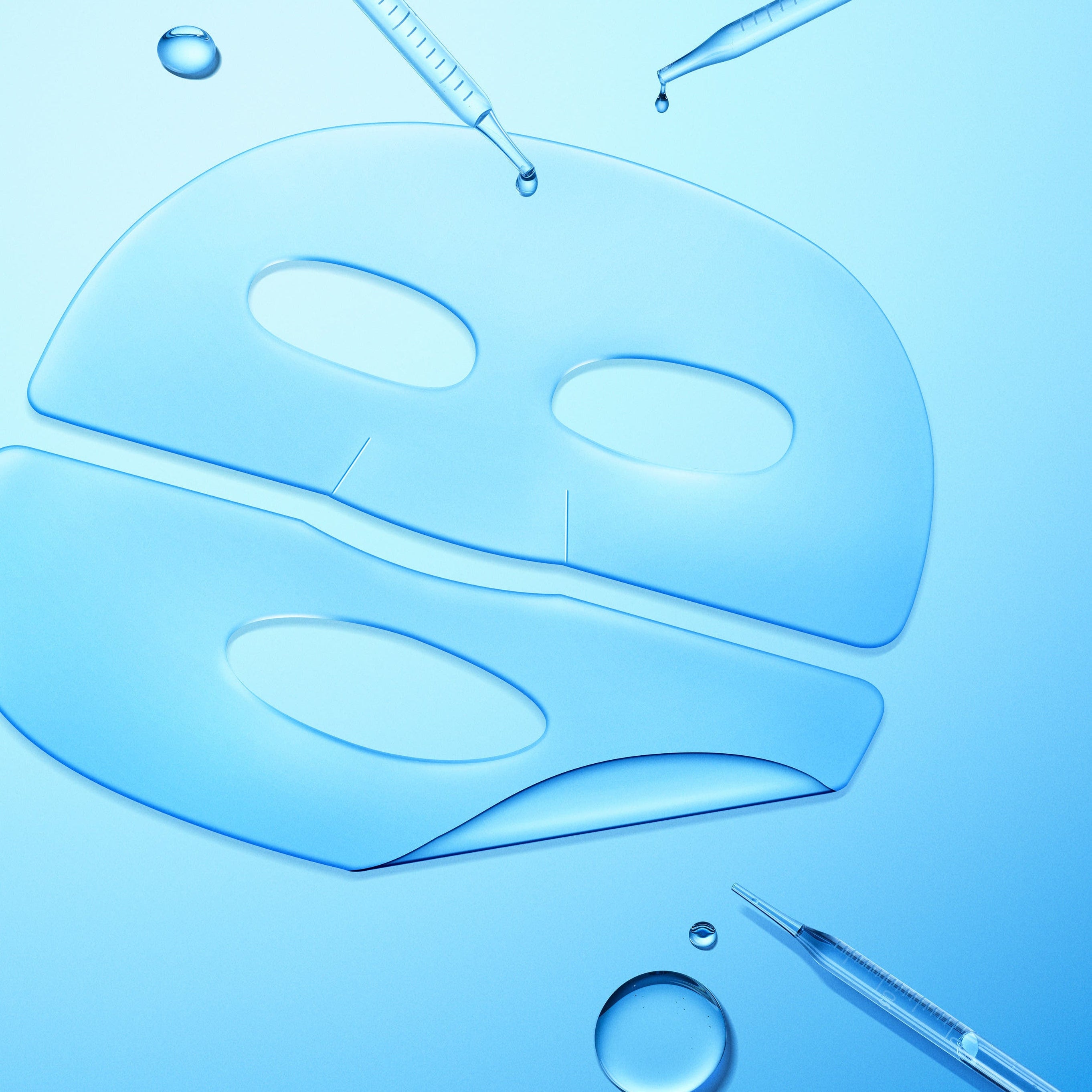 CENTELLIAN 24 Madeca Lab Gel Mask 22ml x 1 sheet on blue background with droppers and water droplets