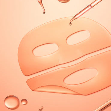 Image of CENTELLIAN 24 Madeca Lab Gel Mask 22ml x 1 sheet showcasing the sheet mask and skincare elements on a peach background.