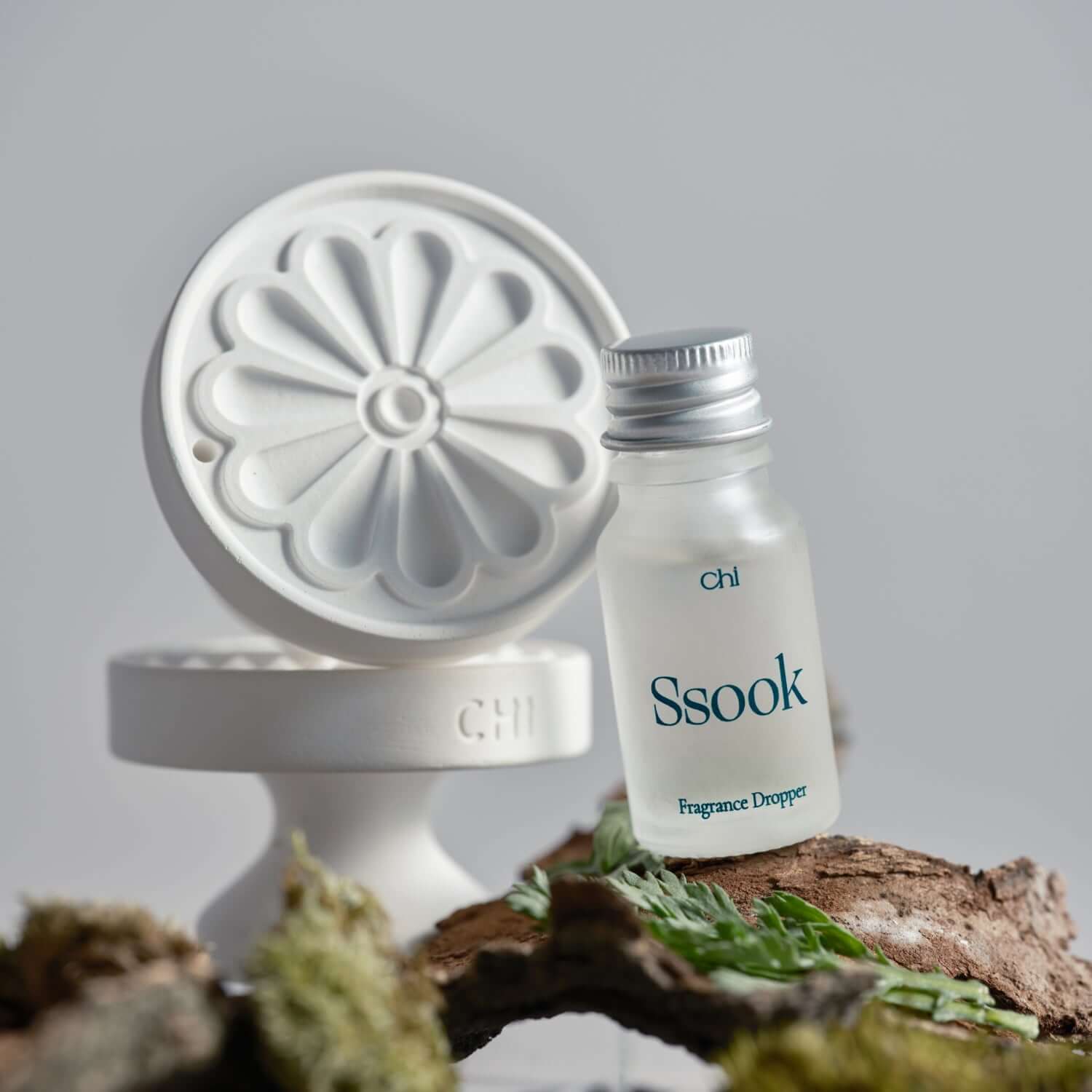 Image of CHWI (CHI) Diffuser & Dropper Set showcasing a decorative diffuser and a fragrance dropper bottle labeled 'Ssook'