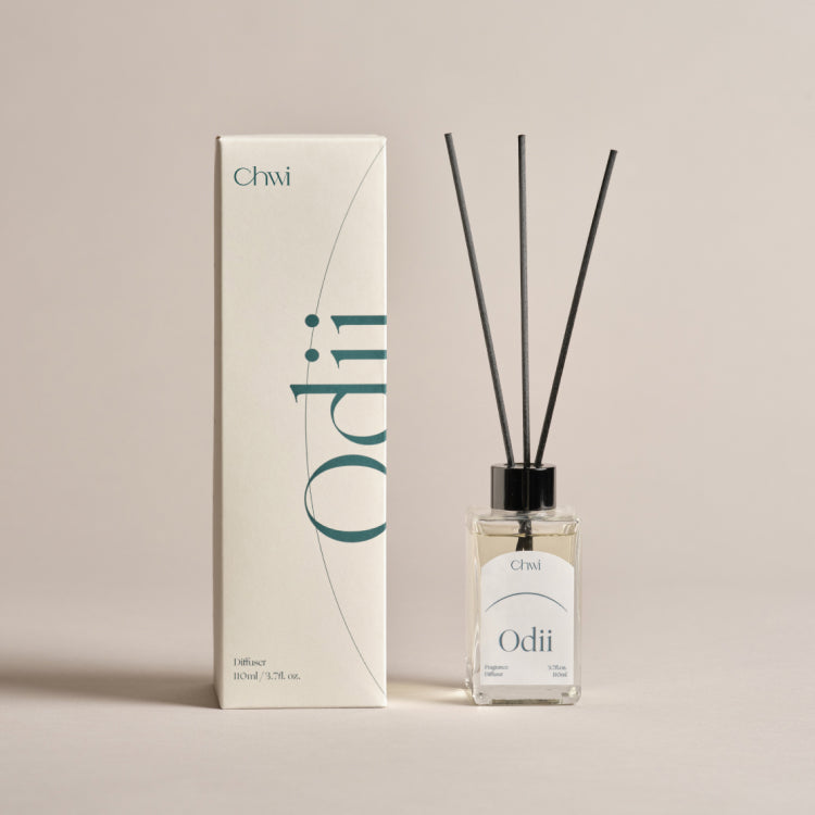 CHWI (CHI) Odii Diffuser 100ml packaging and bottle with reeds.