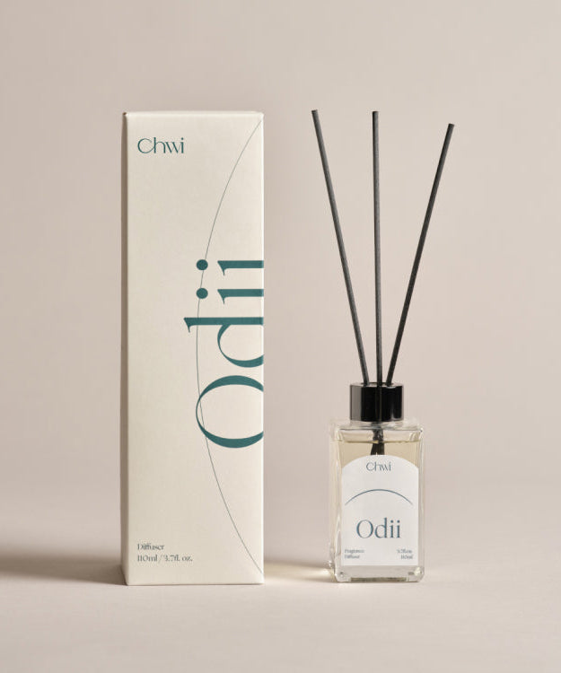 CHWI (CHI) Odii Diffuser 100ml packaging and bottle with reeds.