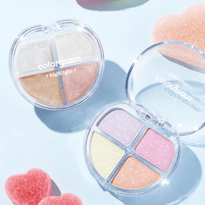 COLORGRAM Tintori Highlighter Palette featuring vibrant shades in a sleek compact, perfect for a radiant makeup look.