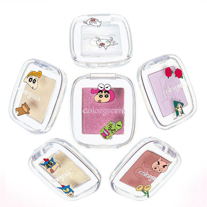 Assorted COLORGRAM Single Cube Shadow 1.7g shades with cute cartoon designs on cases
