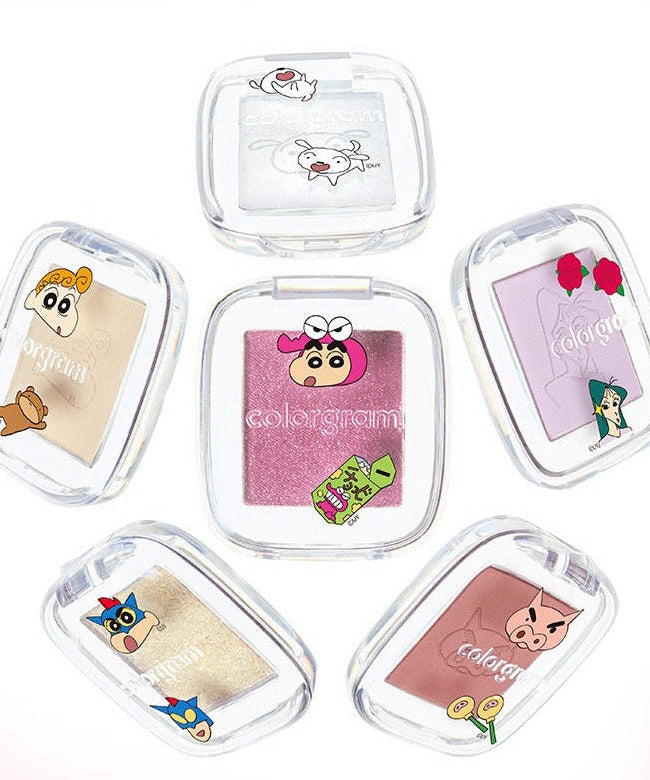 Assorted COLORGRAM Single Cube Shadow 1.7g shades with cute cartoon designs on cases
