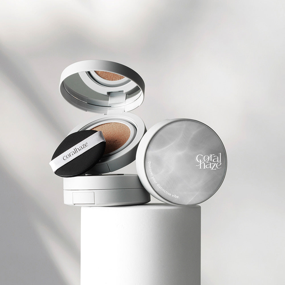 CORALHAZE New Airy Fit O2 Cushion on display with sleek packaging.