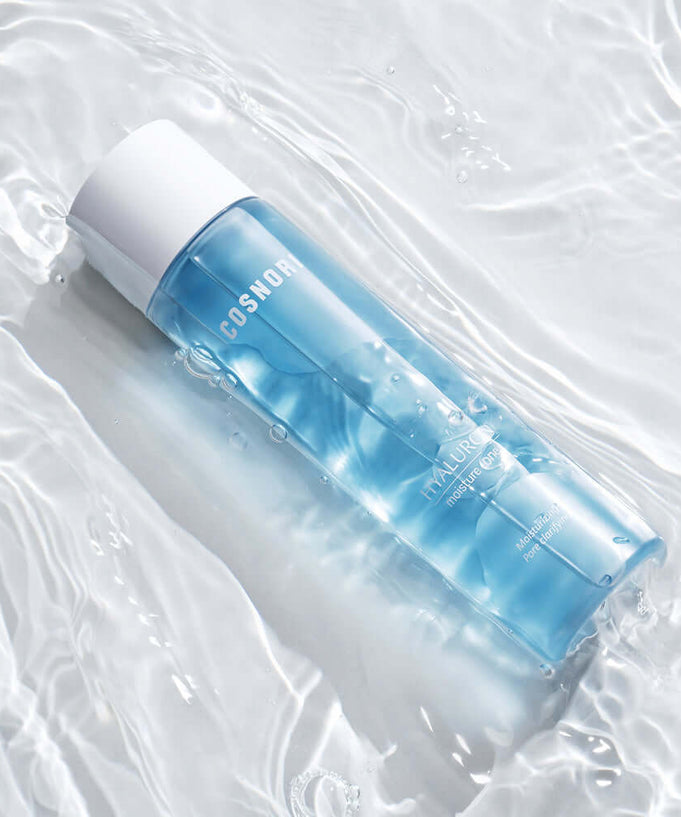 COSNORI Hyaluronic Moisture Toner 200ml bottle on a water surface