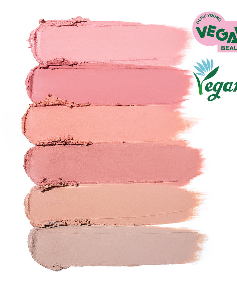 COSNORI Soft Drawing Overlip Maker vegan swatches in five natural shades
