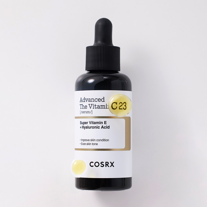 COSRX Advanced The Vitamin C 23 Serum bottle with dropper on a white background
