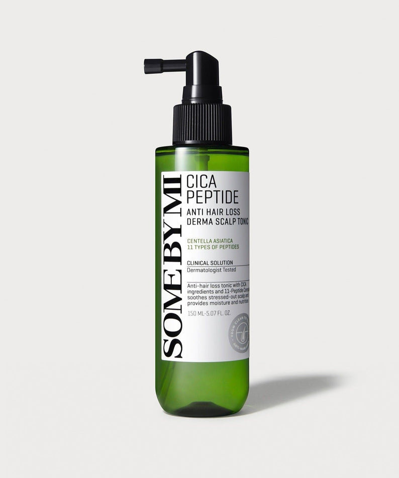 Image of SOME BY MI Cica Peptide Anti Hair Loss Tonic 150ml bottle with a spray nozzle.