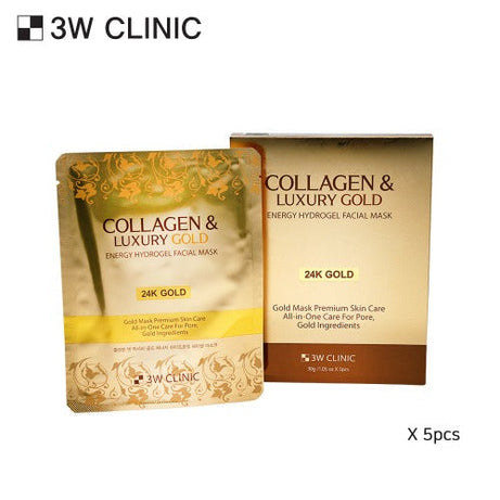 3W CLINIC Collagen Luxury Gold Energy Hydrogel Facial Mask (x5 ឬ 1)