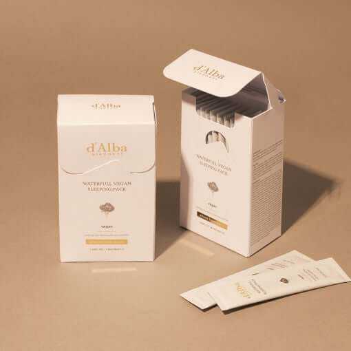 D'ALBA Vegan Sleeping Pack 12p packaging with sachets displayed on a neutral background