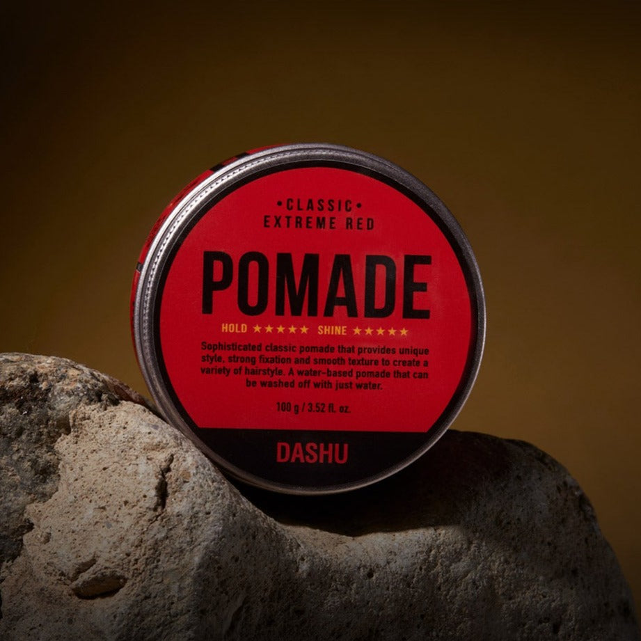 DASHU Classic Extrem Red Pomade 100g - Gentleman Korea premium men’s styling pomade in red tin for strong hold and shine