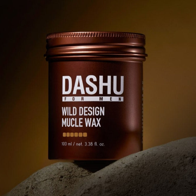 DASHU Wild Design Mucle Wax 100ml - Gentleman Korea premium Korean men’s styling wax jar on textured stone backdrop