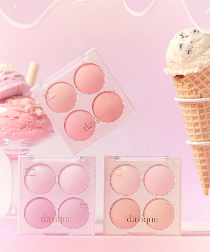DASIQUE Blending Mood Cheek #07 #08 #09 (Ice Cream Collection) featuring blush palettes and ice cream decor