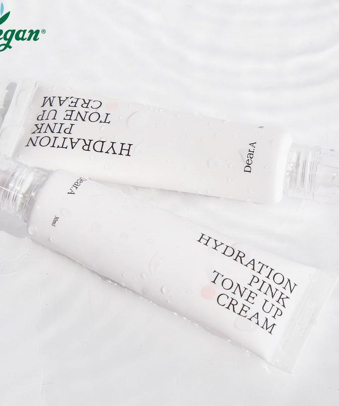 DEAR.A Hydration Pink Tone-Up Cream 30ml vegan skincare tubes with water drops