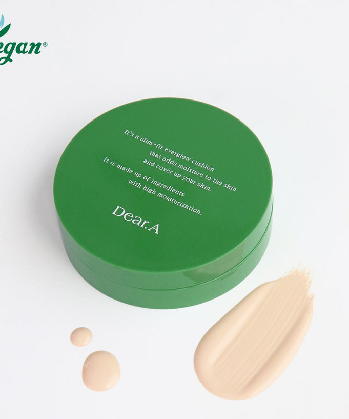 DEAR.A Slim Fit Everglow Cushion 10g compact with foundation swatch