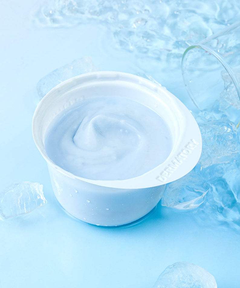 DERMATORY Modeling Pack 66g in open container with cool blue texture