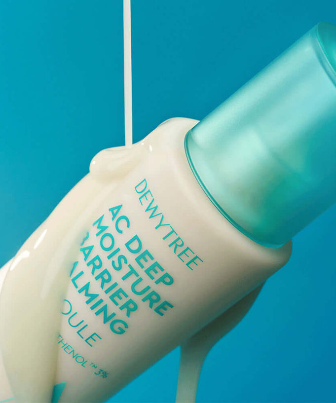 DEWYTREE AC Deep Barrier Soothing Moisturizing Ampoule 60ml bottle with lotion background