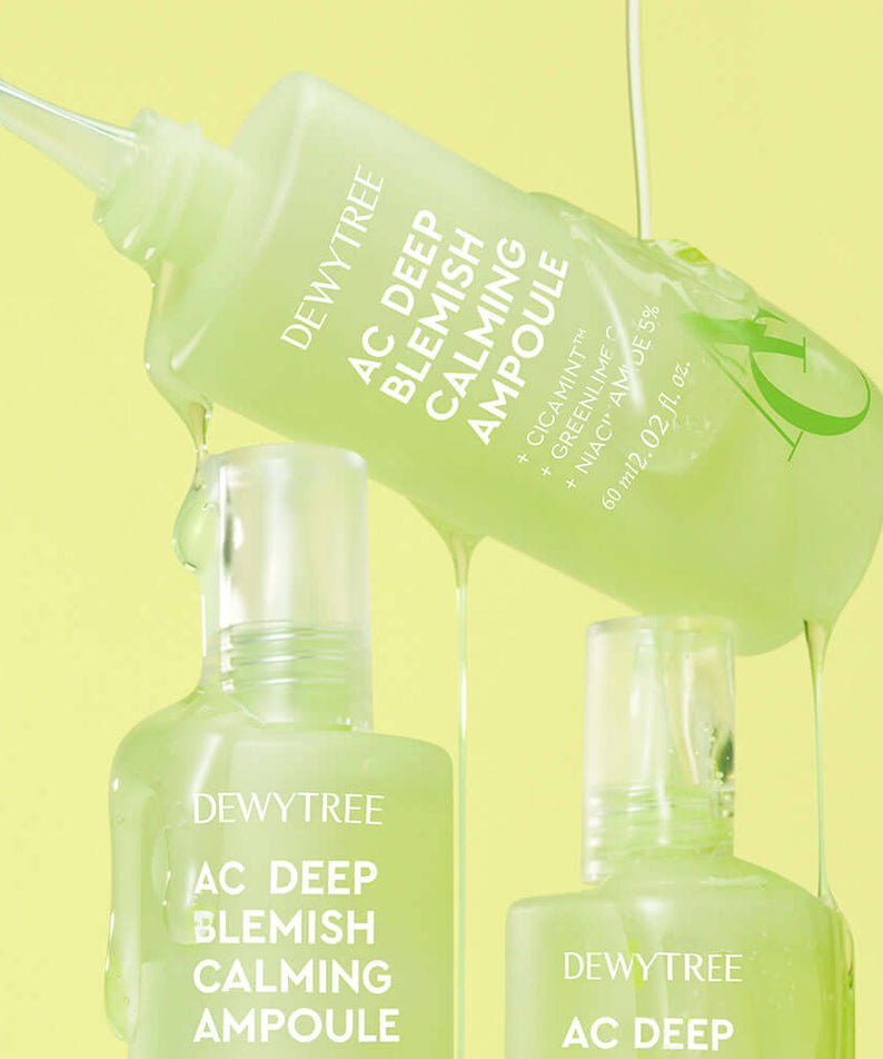 DEWYTREE AC Deep Trace Soothing Ampoule Planning Set 60ml with calming ampoules in green bottles