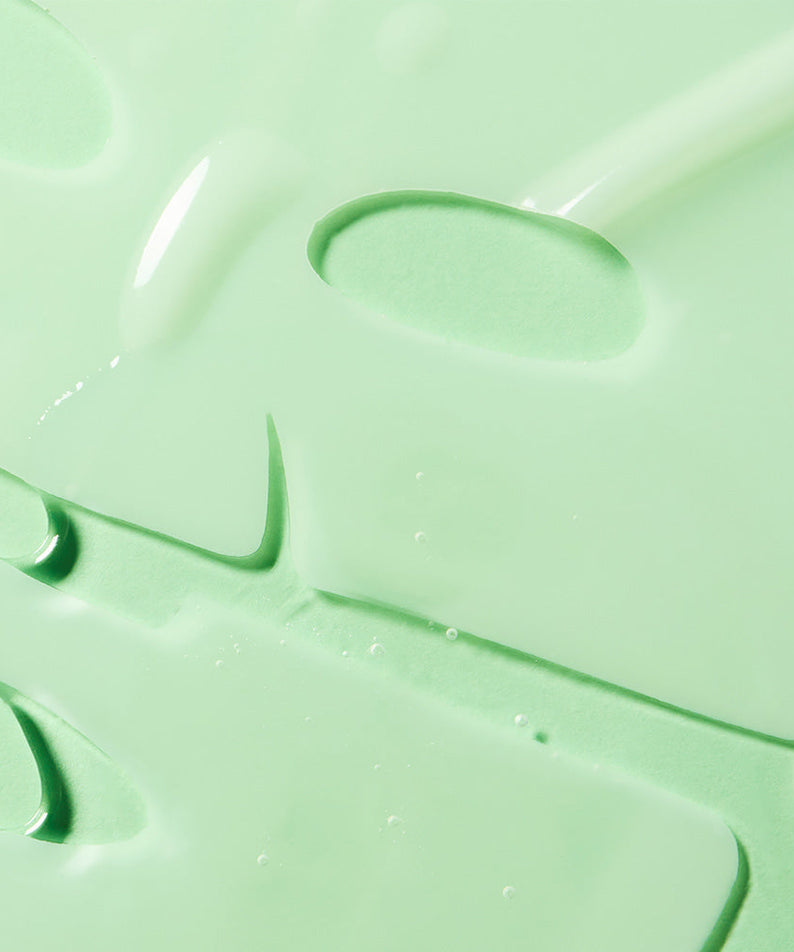Close-up texture of DEWYTREE AC Deep Pore Collagen Gel Mask 4 Sheets showcasing smooth, mint-colored gel formula.