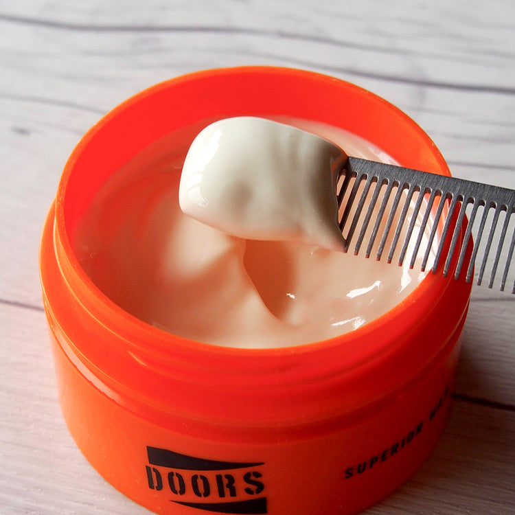 DOORS Superior Wax Monster Hold 80g in orange jar with cream texture and comb for men grooming by Gentleman Korea
