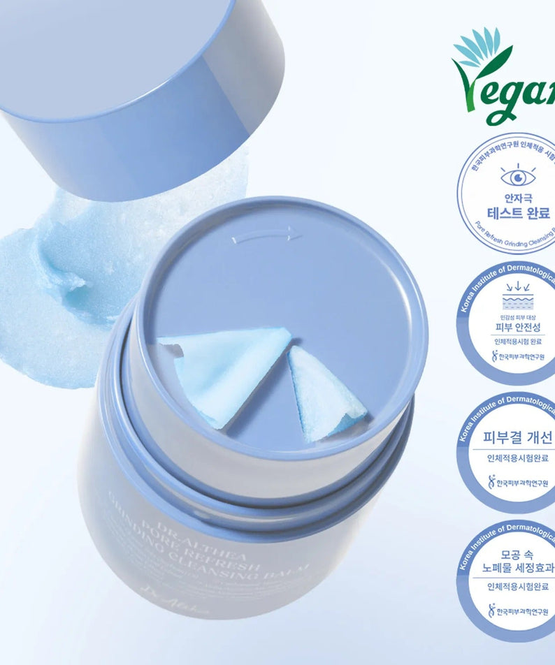 DR.ALTHEA Pore Refresh Grinding Cleansing Balm 50ml with vegan certification and visual details, perfect for skincare.