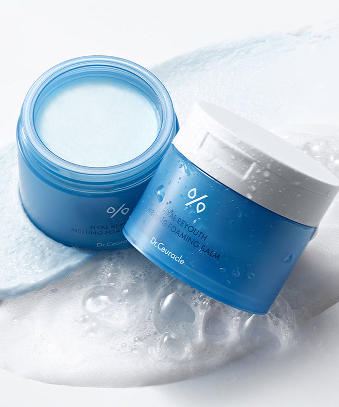 DR.CEURACLE Hyal Reuse Melting Foaming Balm 100ml packaging and texture display