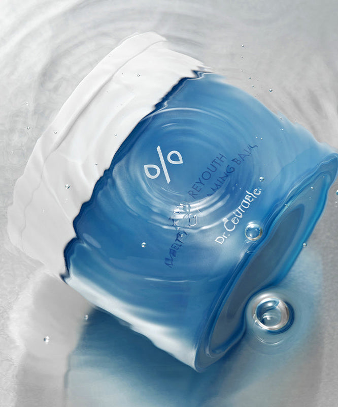 DR.CEURACLE Hyal Reuse Melting Foaming Balm 100ml displayed in water, highlighting product texture and design.