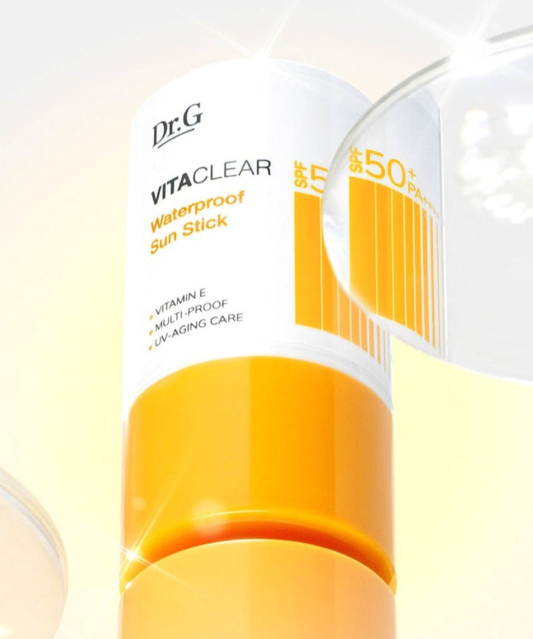 DR.G Vita Clear Waterproof Sun Stick 21g with SPF 50+ for UV protection, anti-aging care, and Vitamin E.