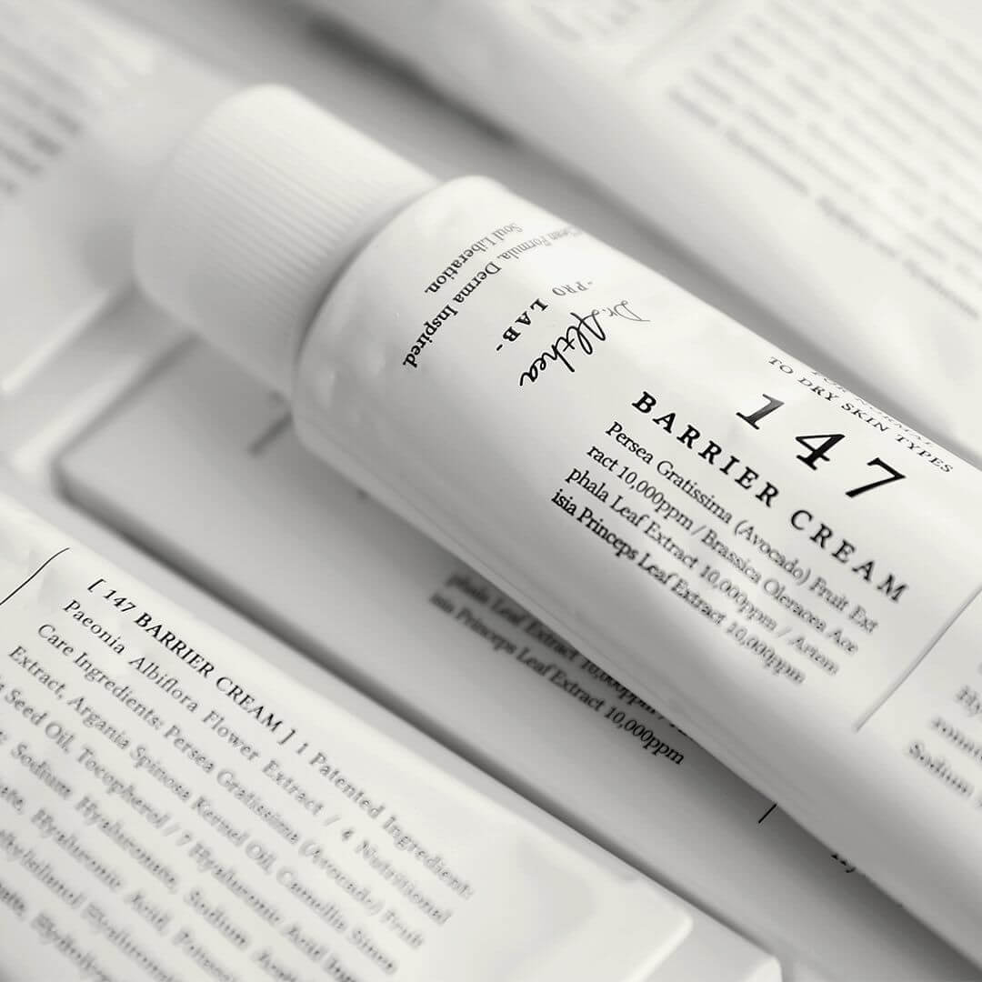 DR.ALTHEA 147 Barrier Cream 50ml tube on a white surface featuring product details and packaging.