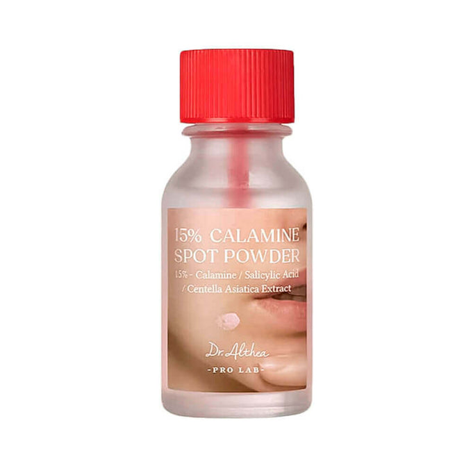 Image of DR.ALTHEA 15% Calamine Spot Powder 15ml bottle with red cap
