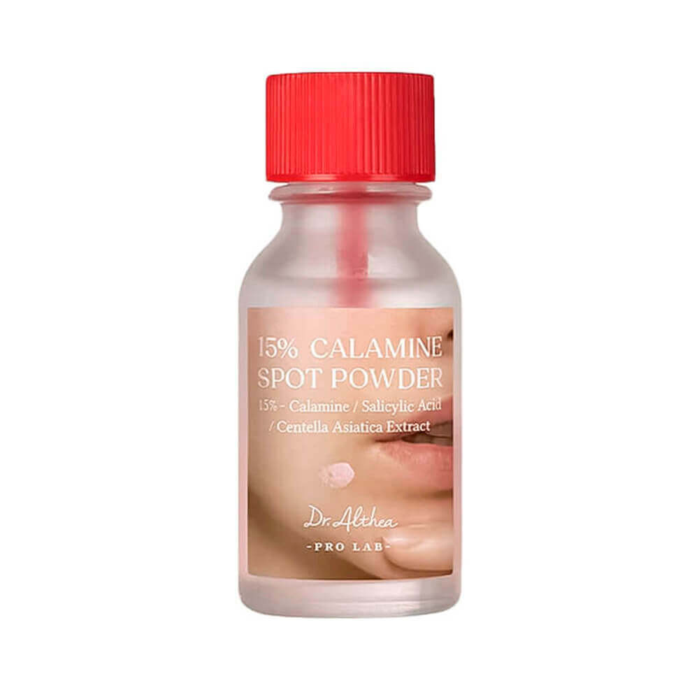 Image of DR.ALTHEA 15% Calamine Spot Powder 15ml bottle with red cap