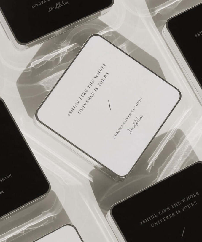 Top view of DR.ALTHEA Aurora Cover Cushion 15g packaging showcasing elegant design