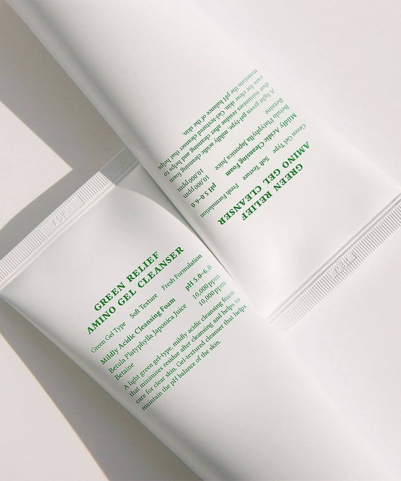 DR.ALTHEA Green Relief Amino Gel Cleanser 100ml tubes on a white background, skin care product packaging