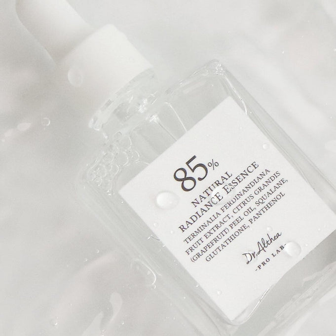 DR.ALTHEA Natural Radiance Essence 30ml glass bottle with dropper, showcasing 85% natural ingredients for glowing skin