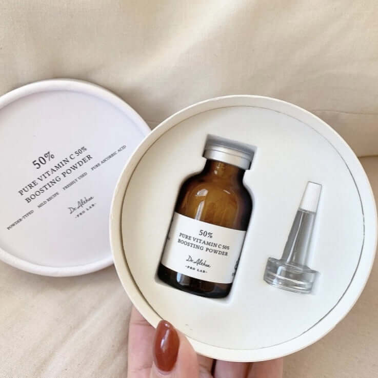 DR.ALTHEA Pure Vitamin C 50% Boosting Powder 10g in packaging with glass bottle and applicator cap