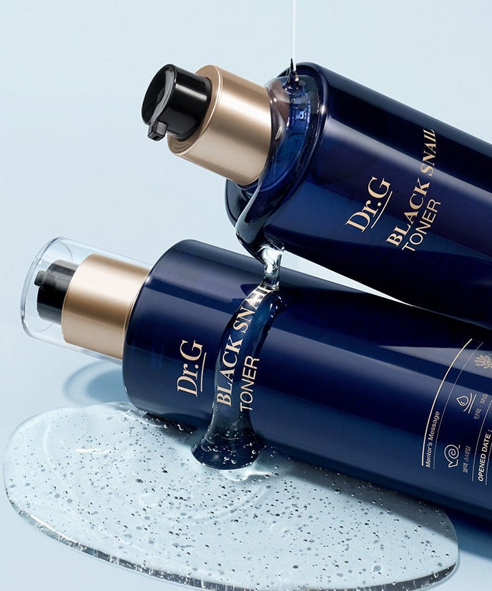 Dr.G Black Snail Toner 150ml with soothing essence and moisturizing ingredients, suitable for sensitive skin.