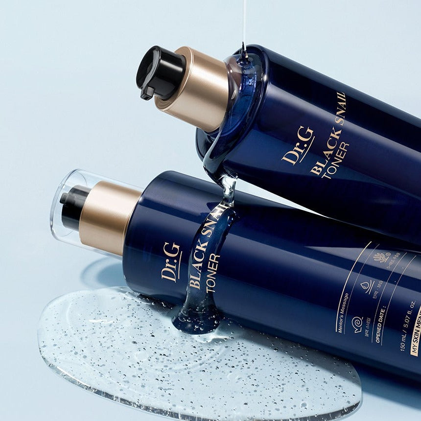 Dr.G Black Snail Toner 150ml with soothing essence and moisturizing ingredients, suitable for sensitive skin.