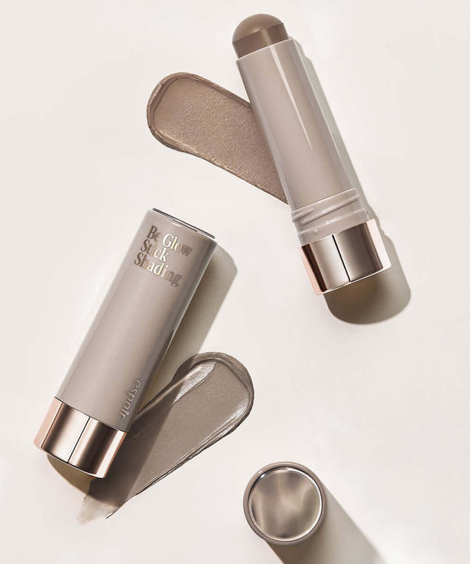 ESPOIR BE GLOW STICK SHADING cream contour stick with swatch showing smooth application and natural shading effect.