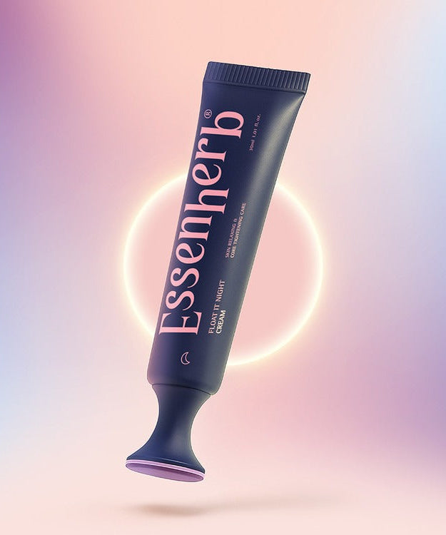 ESSENHERB Day To Night Routine Program 30ml cream against pastel background