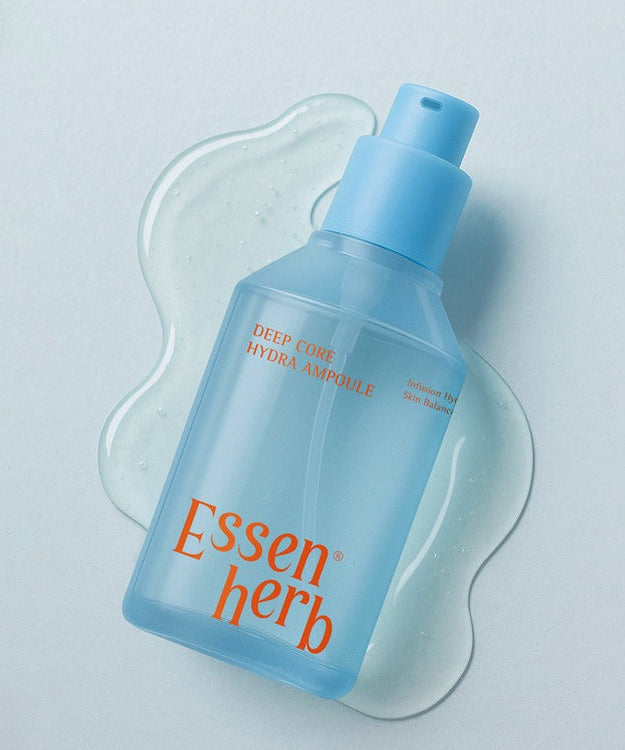 ESSENHERB Deep Core Hydra Ampoule 120ml bottle on a light blue background