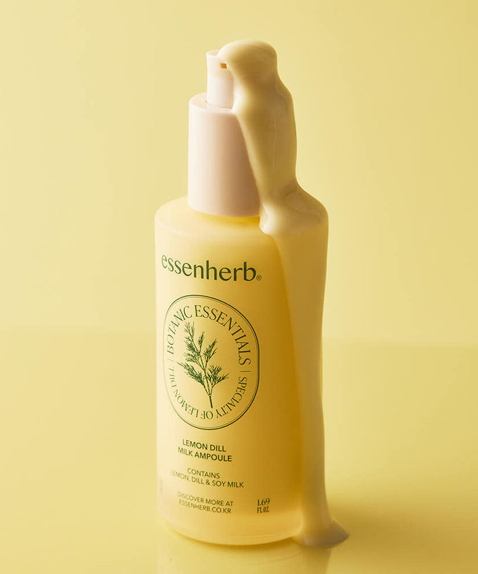 Bottle of ESSENHERB Lemon Dill Milk Ampoule 50ml with a light yellow liquid.