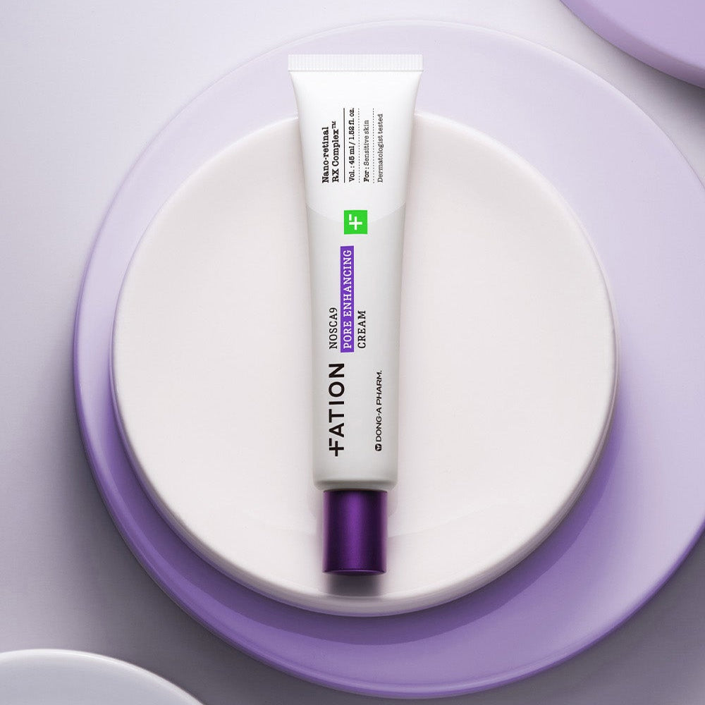 FATION Nosca9 Pore Enhancing Cream 45ml on a white and purple background