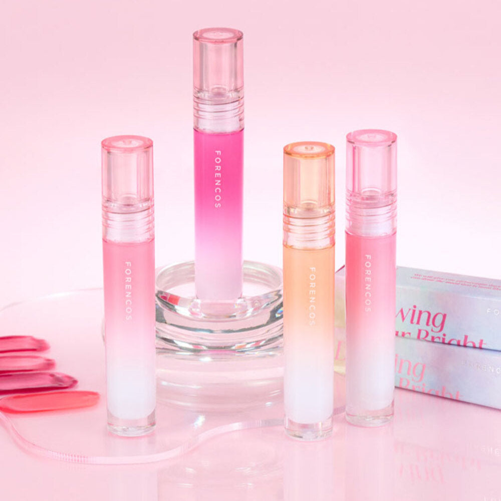 FORENCOS All Light Mood Glow Tint in vibrant packaging with shades displayed on a pink background