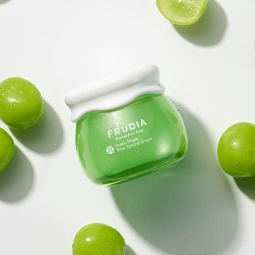 FRUDIA Green Grape Pore Control Vegan Cream 55ml with green grapes, luxurious packaging