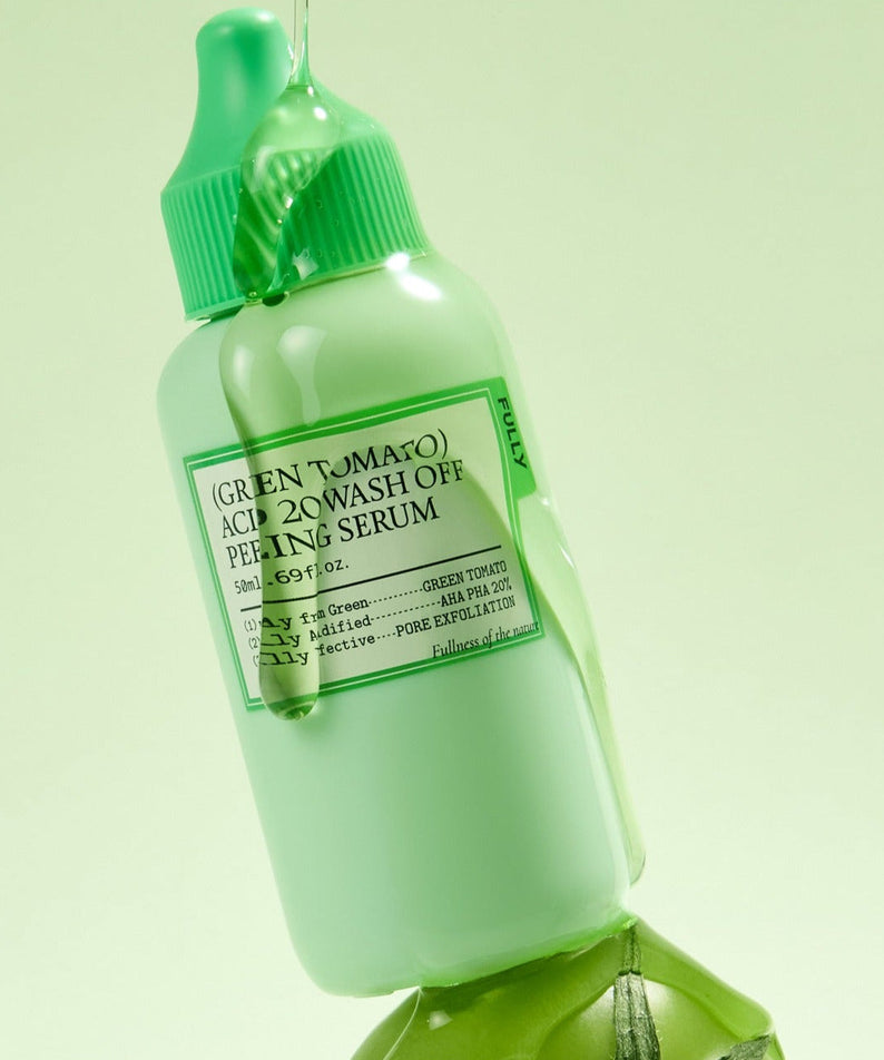FULLY Green Tomato Acid 20 Wash-Off Peeling Serum 50ml bottle against green background