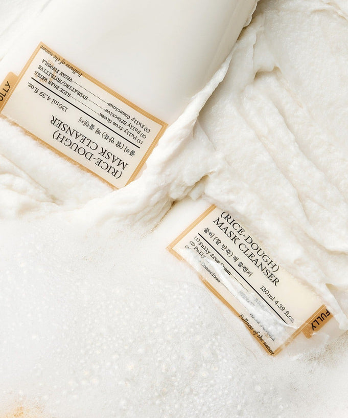 FULLY Rice Dough Pack Cleanser 130ml packaging on a textured cream background